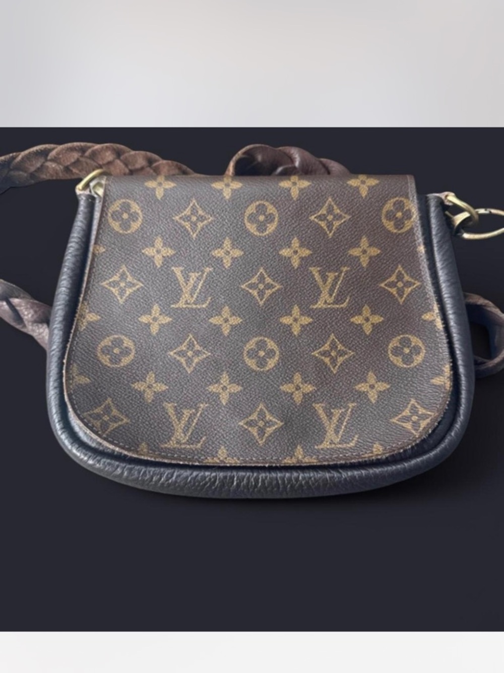 Vintage Boho Upcycled Louis Vuitton Brown Monogram Crossbody Bag - Picture 5 of 6
